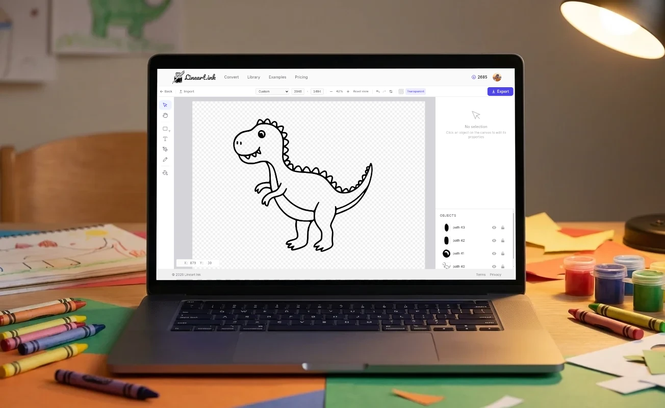 Side-by-side: original drawing vs clean SVG conversion