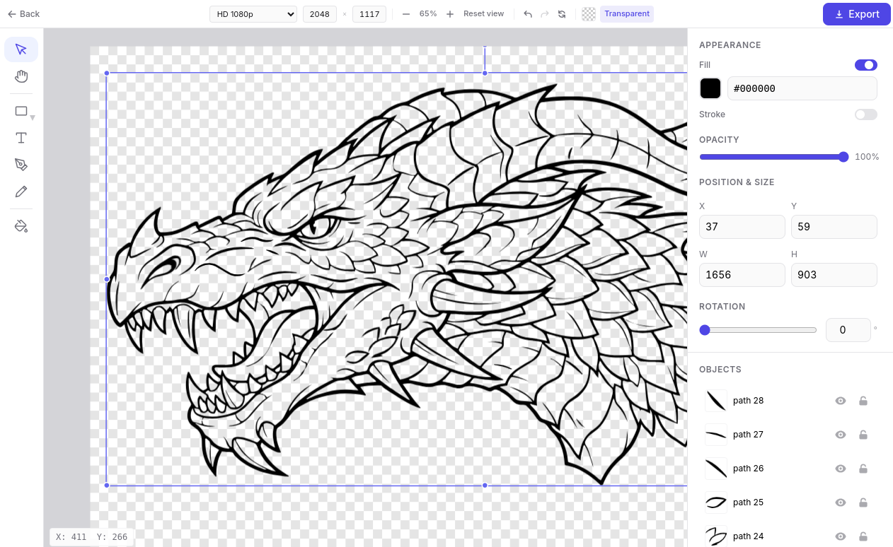 Lineart Ink built-in SVG editor